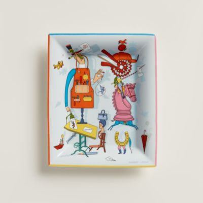 Mosaique au 24 platinum tray, small model | Hermès USA